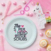 看護おもしろいスーパーヒーローことわざタイポグラフィ ペーパープレート (パーティー)