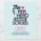 看護おもしろいスーパーヒーローことわざタイポグラフィ ワインラベル (シングルラベル)