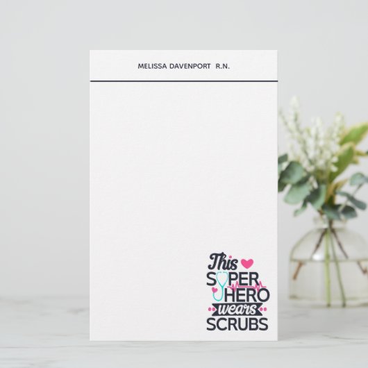 看護おもしろいスーパーヒーローことわざタイポグラフィ 便箋 (スタンド正面)