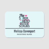 看護おもしろいスーパーヒーローことわざタイポグラフィ 名札 (正面)