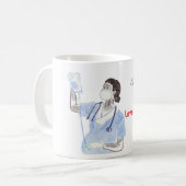 看護が愛の行動に – ナースマグカップ コーヒーマグカップ (正面左)