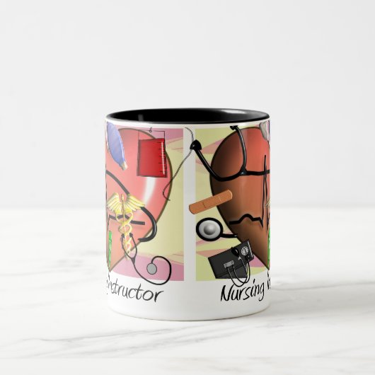 看護のインストラクターはギフト感謝していしています ツートーンマグカップ (中央)