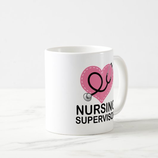 看護のスーパーバイザーのハートの聴診器 コーヒーマグカップ (正面右)