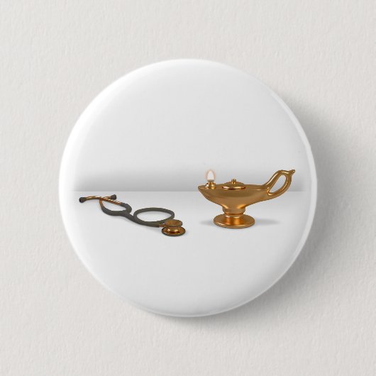 看護のランプおよび聴診器 缶バッジ (正面)