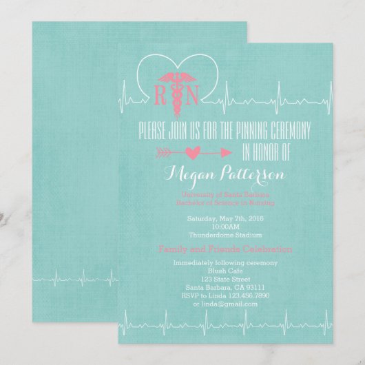 看護の卒業の発表 招待状 (正面/裏面)