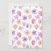 看護の卒業式パーティウォーターカラーパープルフローラ 招待状 (裏面)