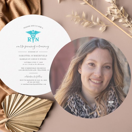 看護の卒業式ピンセレモニー写真パーティー 招待状