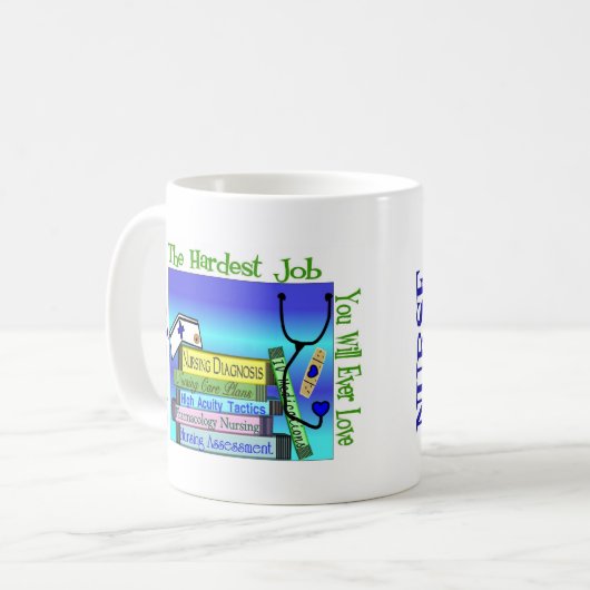 看護の"つらい仕事"ギフトを愛します コーヒーマグカップ (正面左)
