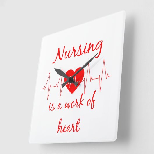 看護はハートの感動的な引用文の仕事です スクエア壁時計 (傾斜)