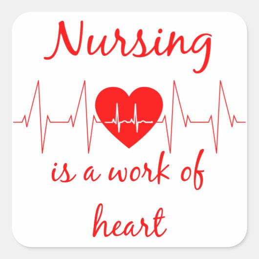 看護はハート引用文の業感動的だ スクエアシール (正面)