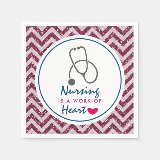 看護は聴診器を用いたハートことわざの仕事 スタンダードカクテルナプキン (正面)