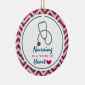 看護は聴診器を用いたハートことわざの仕事 セラミックオーナメント (右)