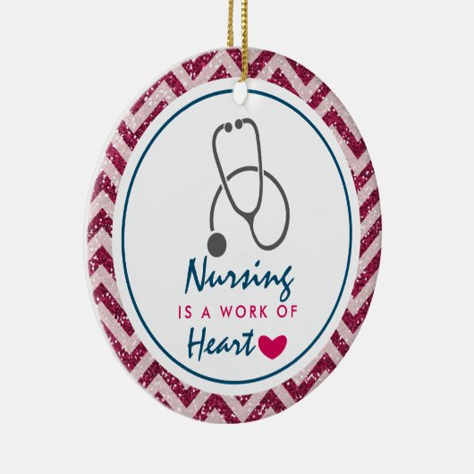 看護は聴診器を用いたハートことわざの仕事 セラミックオーナメント (右)