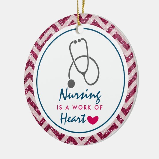 看護は聴診器を用いたハートことわざの仕事 セラミックオーナメント (左)