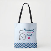 看護は聴診器を用いたハートことわざの仕事 トートバッグ (正面)