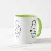 看護は聴診器を用いたハートことわざの仕事 マグカップ (正面右)
