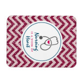 看護は聴診器を用いたハートことわざの仕事 マグネット (横)