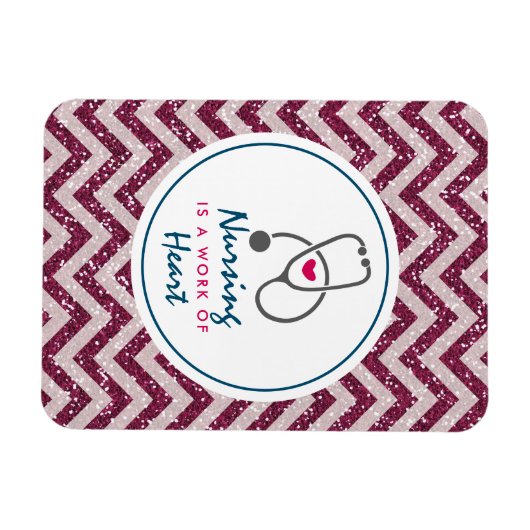 看護は聴診器を用いたハートことわざの仕事 マグネット (横)