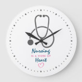 看護は聴診器を用いたハートことわざの仕事 ラージ壁時計 (正面)
