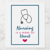 看護は聴診器を用いたハートことわざの仕事 ワインラベル (シングルラベル)
