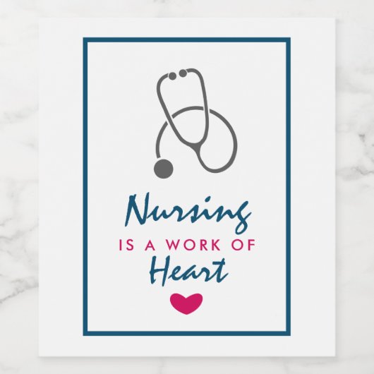 看護は聴診器を用いたハートことわざの仕事 ワインラベル (シングルラベル)