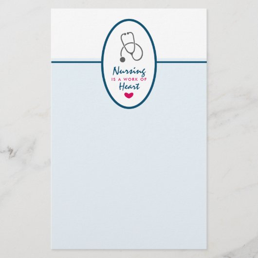 看護は聴診器を用いたハートことわざの仕事 便箋 (正面)