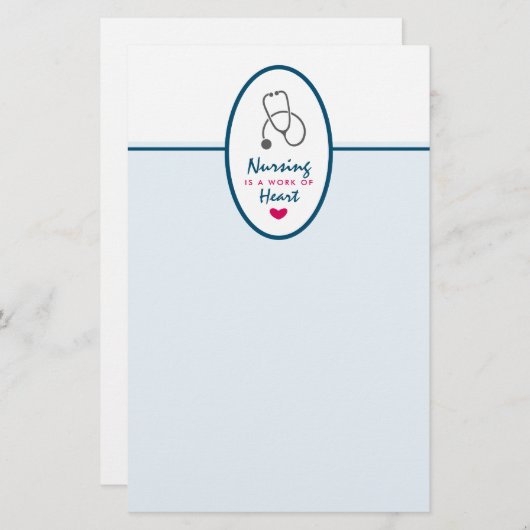 看護は聴診器を用いたハートことわざの仕事 便箋 (正面/裏面)