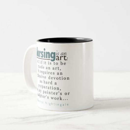 看護は芸術のマグです ツートーンマグカップ (正面左)