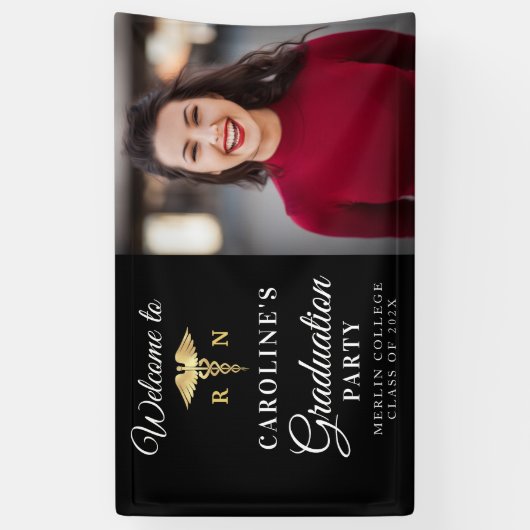 看護シンプルエレガント卒業旗 横断幕 (縦)