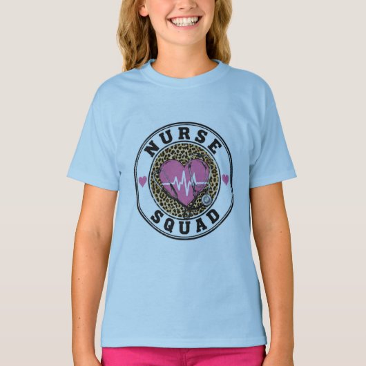 看護チーム バッジ Tシャツ | かわいい看護学校卒業 (正面)
