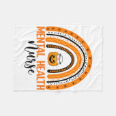 看護ハロウィンカボチャ虹メンタルヘルスNu フリースブランケット (正面(横))