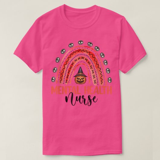 看護ハロウィンカボチャ虹メンタルヘルスNu Tシャツ (デザイン正面)