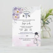 看護パーソナライズされた卒業パープルフェイラル 招待状 (スタンド正面)