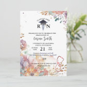 看護パーソナライズされた卒業水彩花 招待状 (スタンド正面)