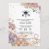 看護パーソナライズされた卒業水彩花 招待状 (正面/裏面)