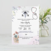 看護パーソナライズされた卒業水彩FiOral 招待状 (スタンド正面)