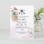 看護パーソナライズされた卒業水彩FiOral 招待状 (スタンド正面)