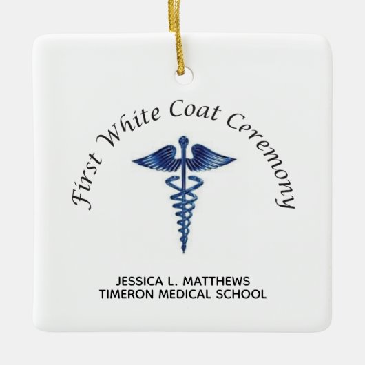 看護ファースト・ホワイト・コート・セレモニー セラミックオーナメント (正面)