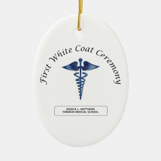 看護ファースト・ホワイト・コート・セレモニー セラミックオーナメント (正面)