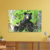 看護ブラックベアとツインキューブ キャンバスプリント (インサイチュ (リビング))