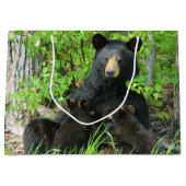 看護ブラックベアとツインキューブ ラージペーパーバッグ