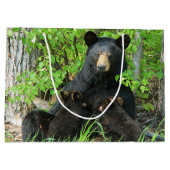 看護ブラックベアとツインキューブ ラージペーパーバッグ