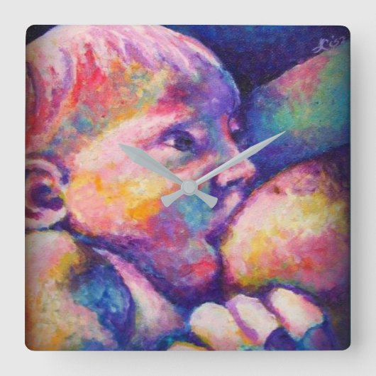 看護ベビースクエアクロック スクエア壁時計 (正面)