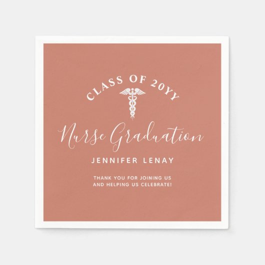 看護モダングラードテラコッタオレンジパーソナライズされた色 スタンダードカクテルナプキン (正面)