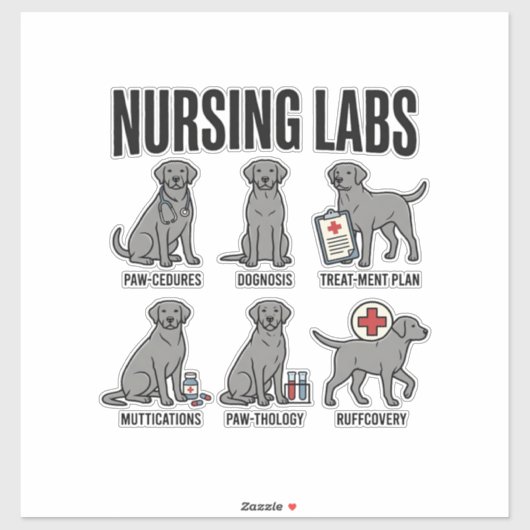 看護ラボ犬の医療パンベクトルTシャツデザイン_1 シール (シート)
