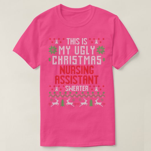 看護助手の醜いクリスマスセーター Tシャツ (デザイン正面)