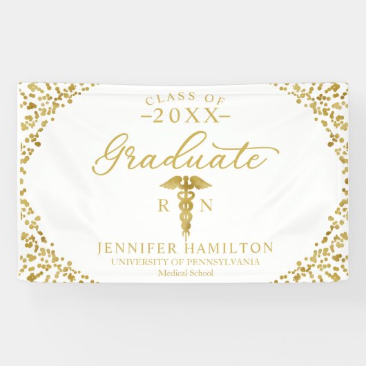 看護医学校白金ゴールド卒業 横断幕 (横)