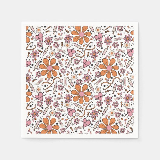 看護卒業パーティープレート、医療プレート スタンダードカクテルナプキン (正面)