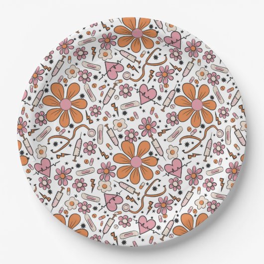 看護卒業パーティープレート、医療プレート ペーパープレート (正面)