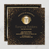 看護卒業党 | 金ゴールドピン留め式 招待状 (正面/裏面)